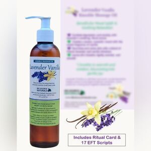 Lavender Vanilla Kissable Massage Oil + Self-Care/Romance Card & EFT Scripts